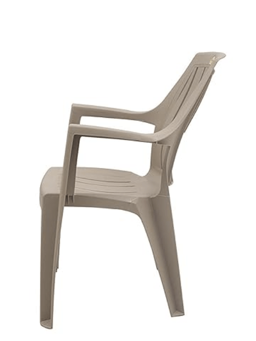Supreme Turbo Super arm Plastic Chair for Home&Office (Dark Beige) - Set of 2 Pcs - Image 2